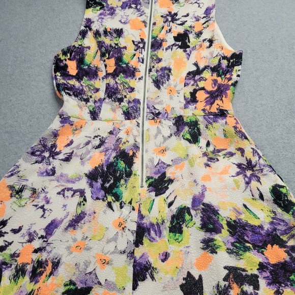 Anthropologie Maeve‎ Neon Floral Pebble Sleeveless Fit & Flare Dress Size 2 - Picture 8 of 8